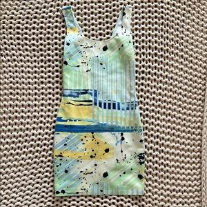 Abstract Print Sleeveless Dress